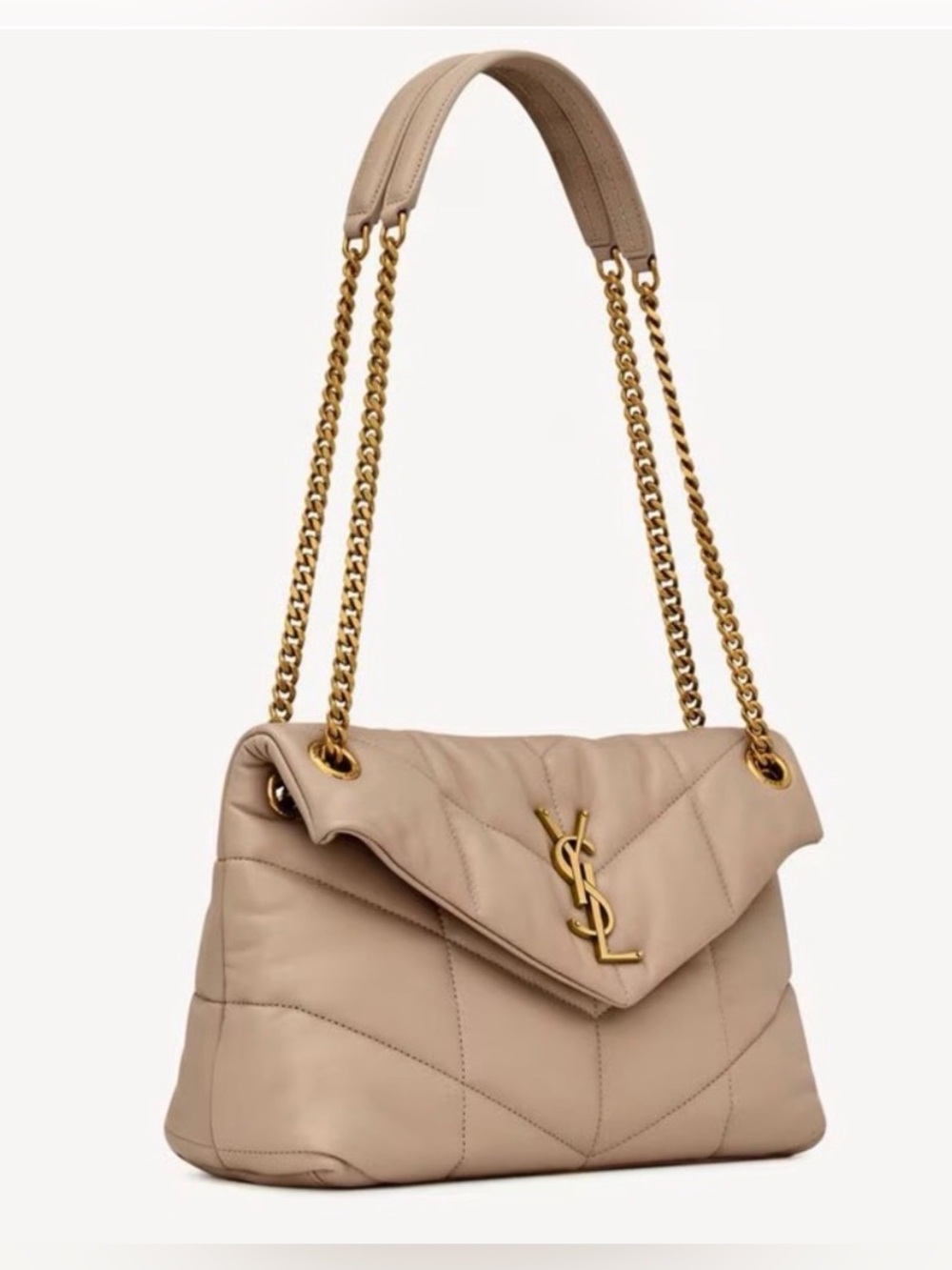Yves Saint Laurent LouLou Puffer Small Bag - Dark Beige
